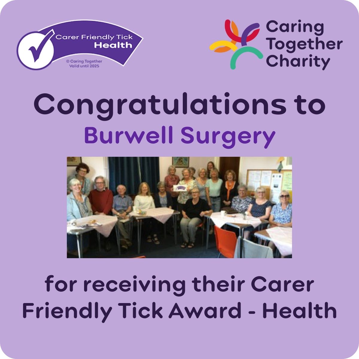 Burwell GP Surgery Receives Carer Friendly Tick Award - Caring Together ...