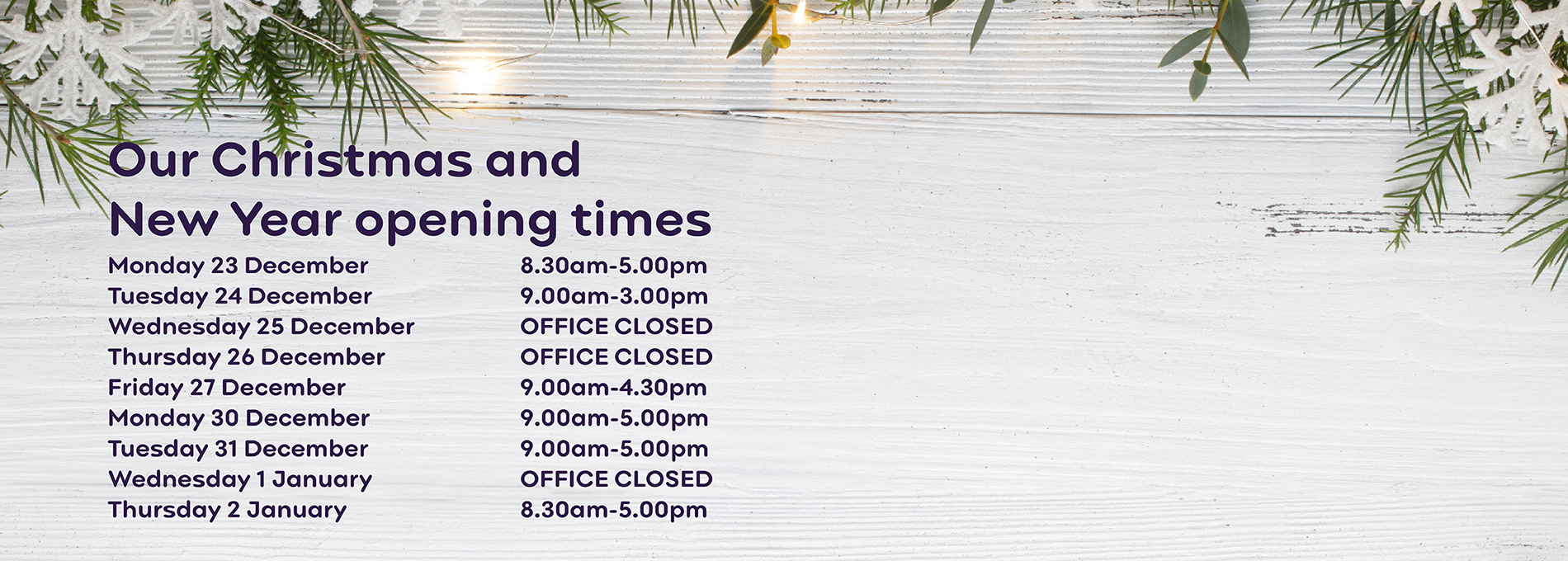 Christmas 2024 opening hours